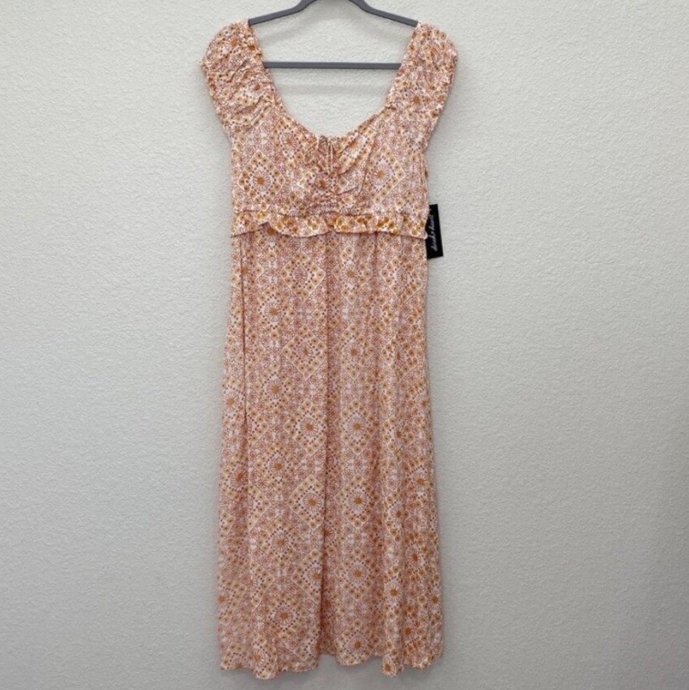 Derek Heart Sunflower Print Midi Dress
